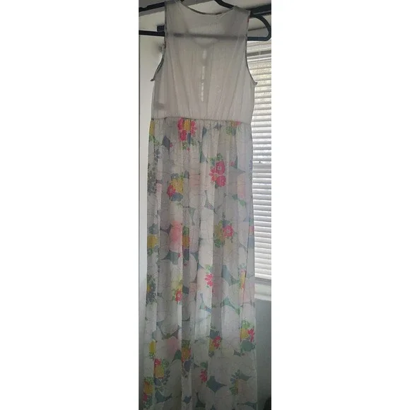 Vtg Warner's Nylon Large Floral Peignoir Set SEMI SHEER SZ 36